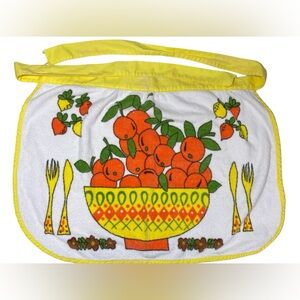 Vintage Fashion Manor Terry Cloth Kitchen Towel Apron Oranges Citrus MCM 70s
